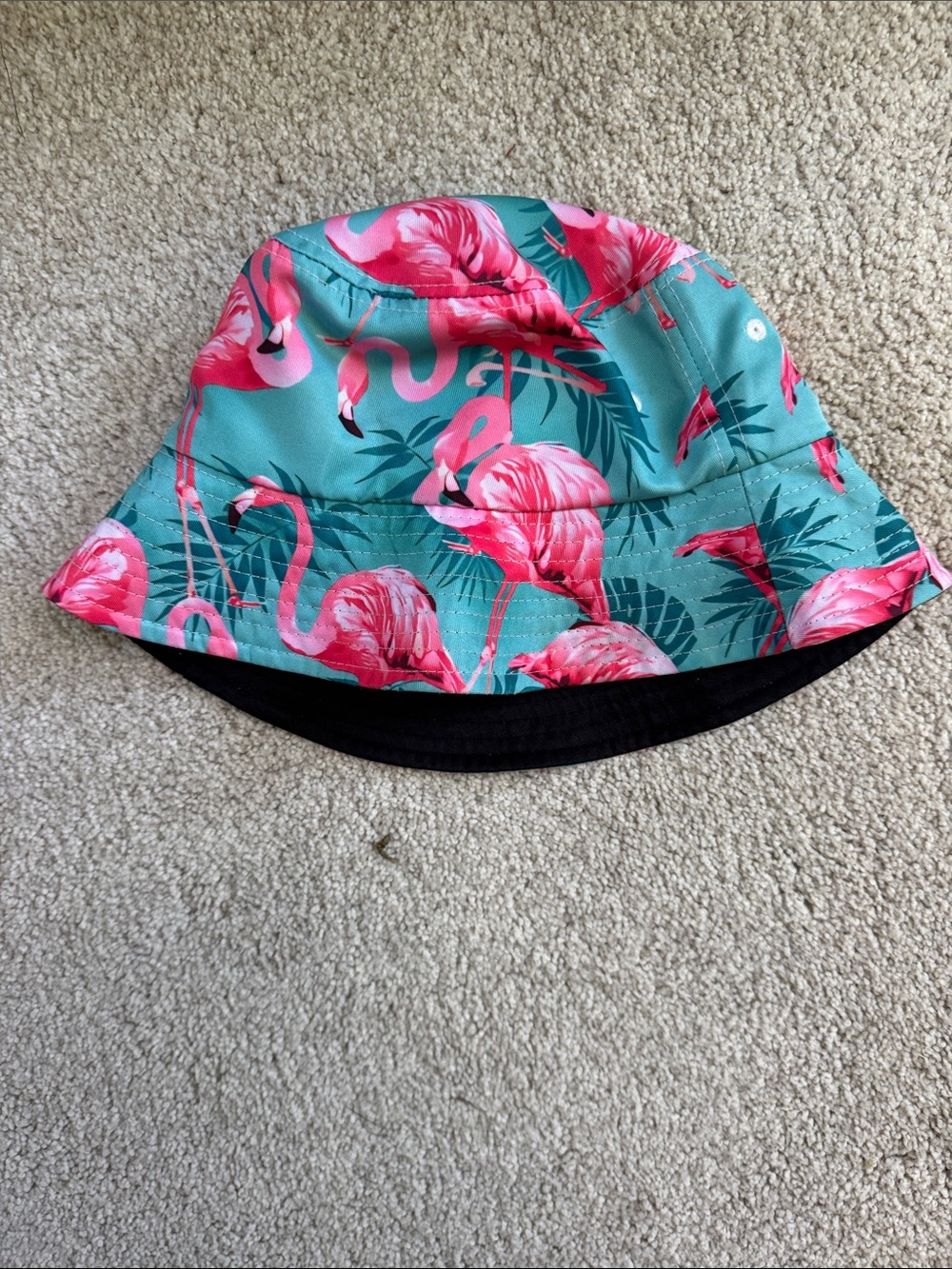 Kids Flamingo Print Reversible Bucket Hat - Pink & Teal